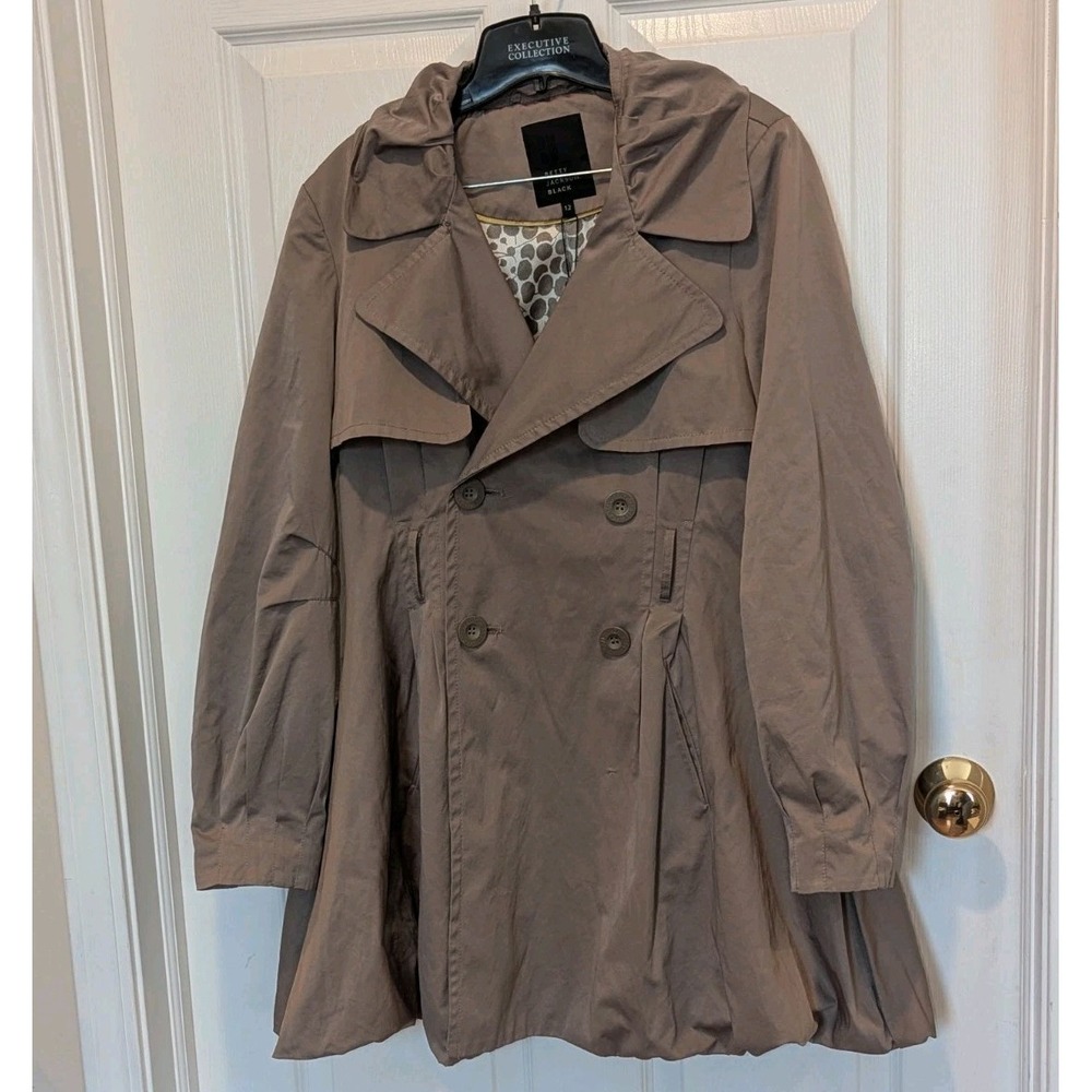Coquette Quiet Luxury Dark Academia Taupe‎ Trench Coat Betty Jackson Black 12